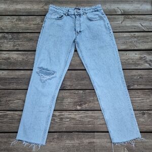Boohoo Mens Distressed Light Denim Straight Jeans